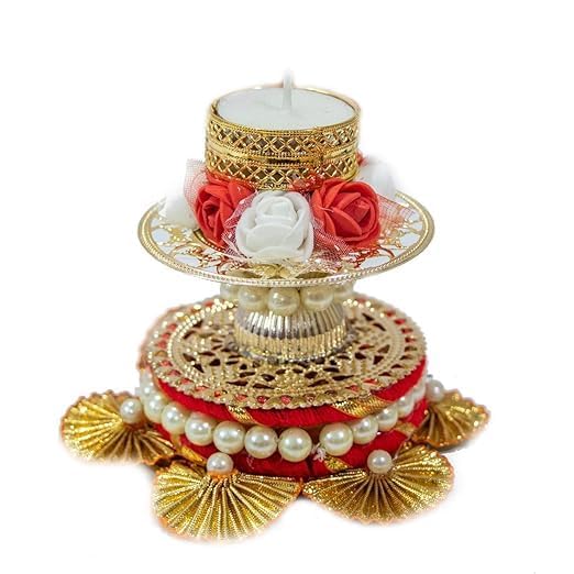 Sellplus Handmade Tea Light Candle Holder with Candle for Diwali Navratri Christmas New Year Decoration Items Traditional Design - Image 2