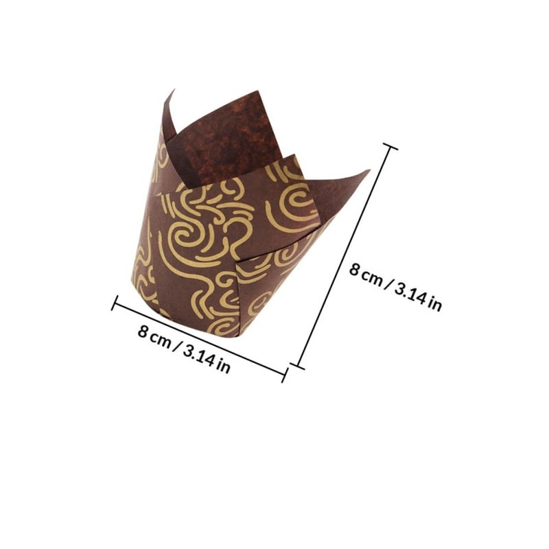 Tulip Coffee Print Cupcake Liners 100pcs Nonstick Greaseproof Paper Baking Cups - Image 3