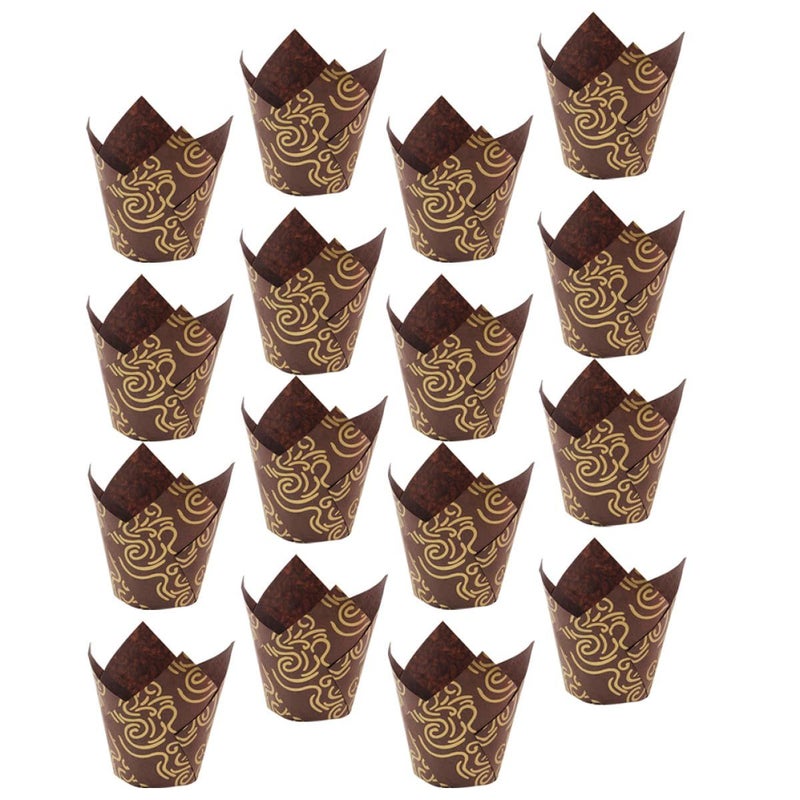 Tulip Coffee Print Cupcake Liners 100pcs Nonstick Greaseproof Paper Baking Cups - Image 2