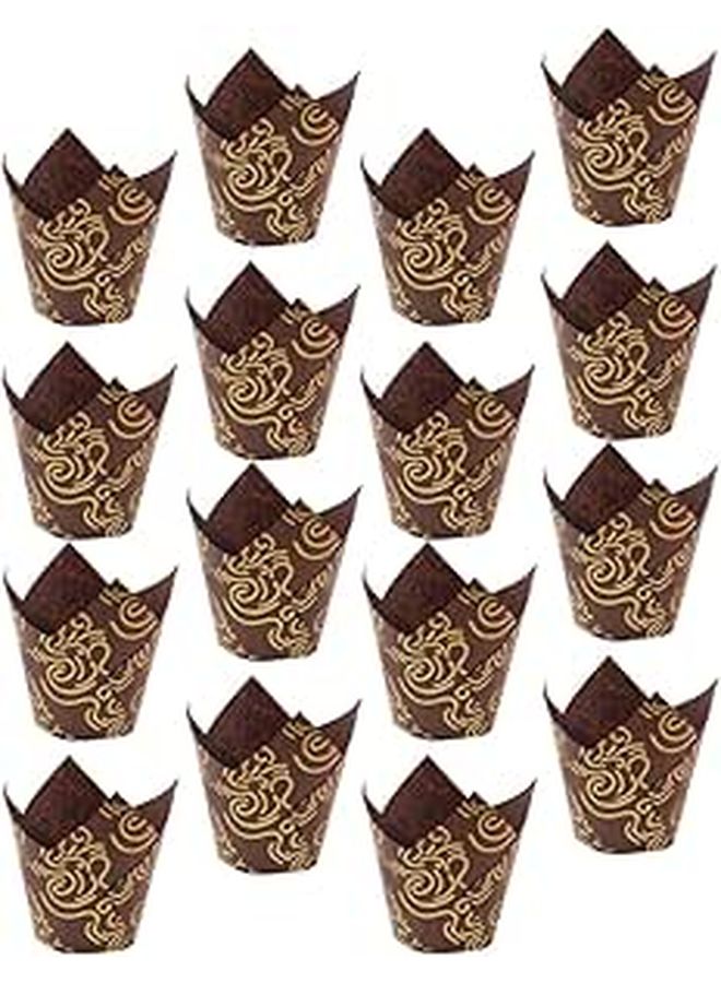 Tulip Coffee Print Cupcake Liners 100pcs Nonstick Greaseproof Paper Baking Cups - Image 1