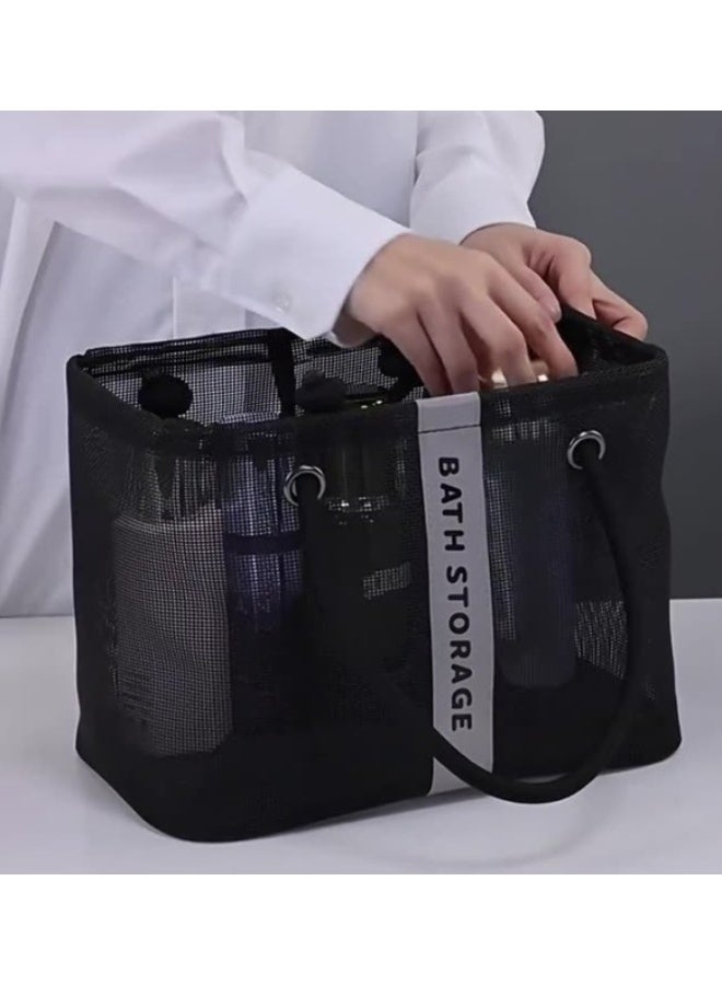 حقيبة تخزين شبكية قابلة للطي بسعة كبيرة، مستلزمات الحمام الأساسية لطلاب الجامعات من الأولاد والبنات، حقيبة استحمام أكبر للتخييم والسباحة والصالة الرياضية والسفر والحمام - Image 3