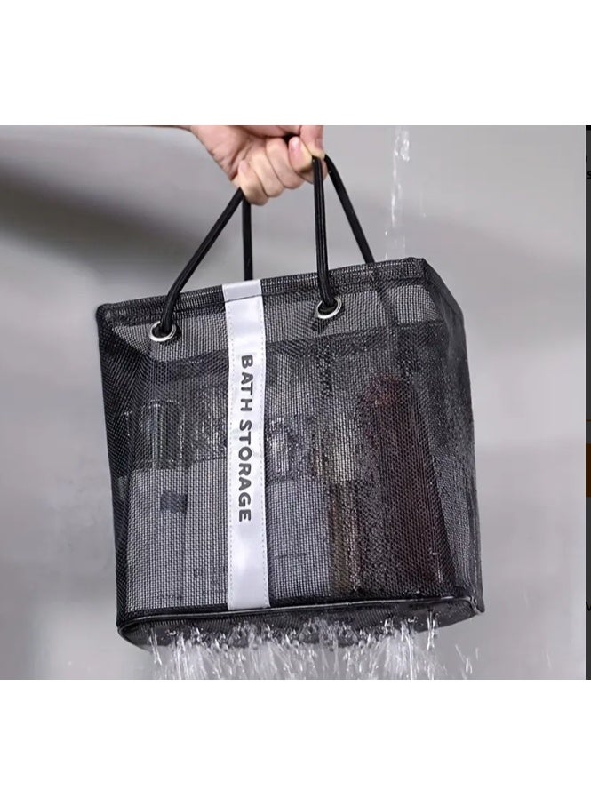 حقيبة تخزين شبكية قابلة للطي بسعة كبيرة، مستلزمات الحمام الأساسية لطلاب الجامعات من الأولاد والبنات، حقيبة استحمام أكبر للتخييم والسباحة والصالة الرياضية والسفر والحمام - Image 1
