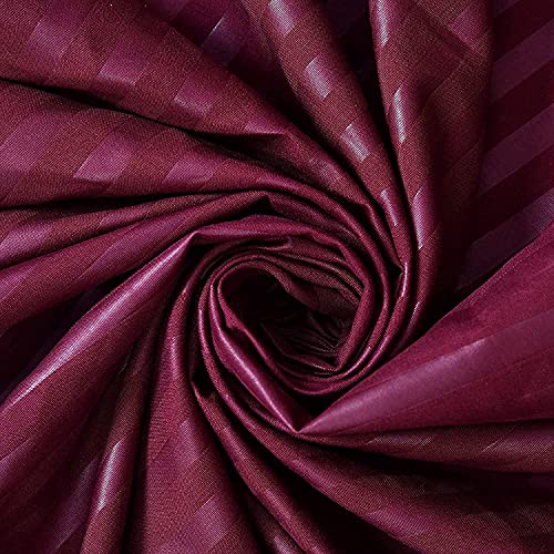 Purav Light Microfiber Flat Single Bed Bedsheet| Plain Striped Cotton Bedsheet with 1 Pillow Cover for Queen Size Bed| Supersoft 340 TC| Breathable| Wrinklefree| (Size: 60x90 inch, Wine Color) - Image 2