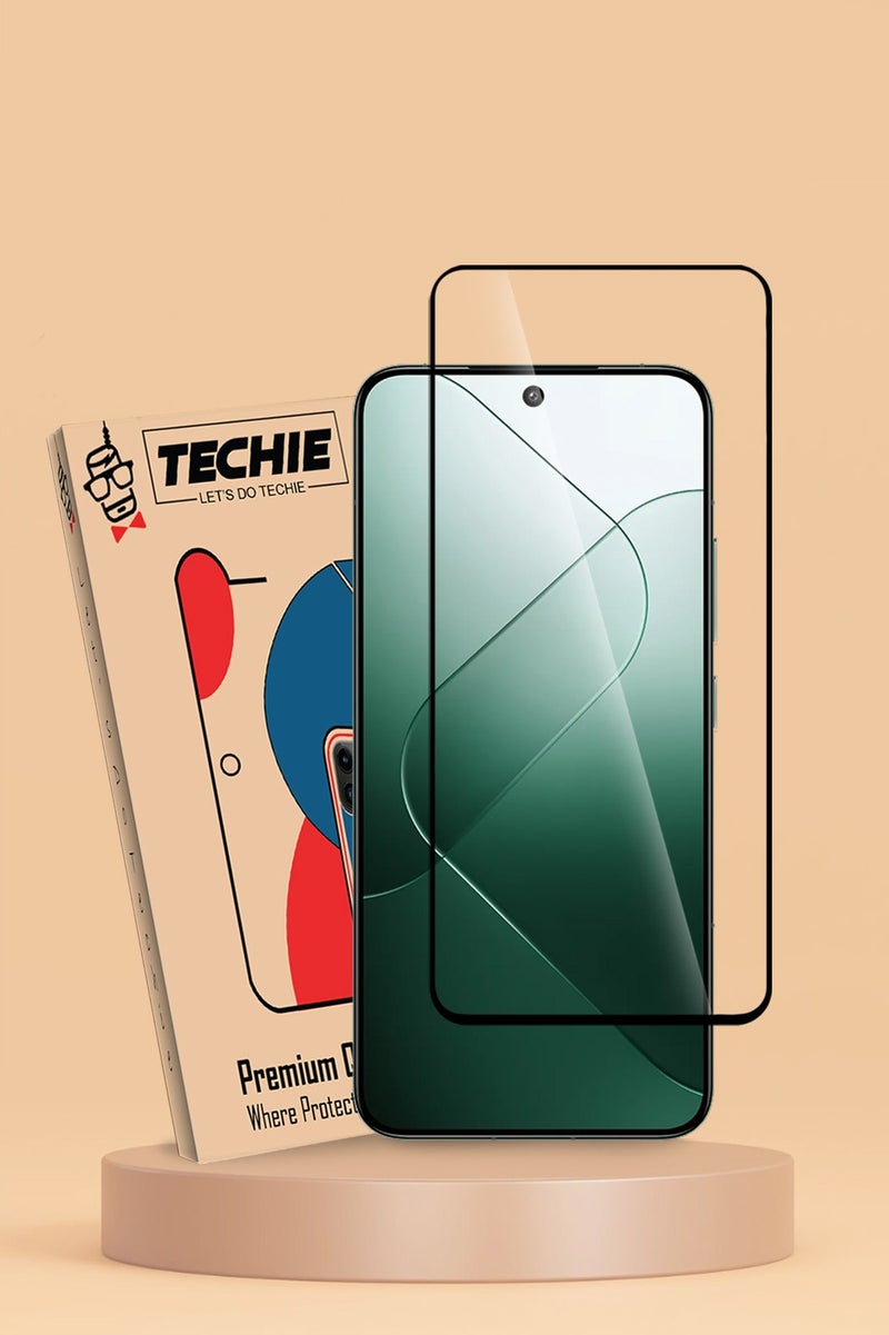 Techie Full Cover 10H Hardness HD Tempered Glass Screen Protector for Xiaomi 14 - Anti-Scratch, Anti-Fingerprint, and Bubbles Free Technology - Image 1
