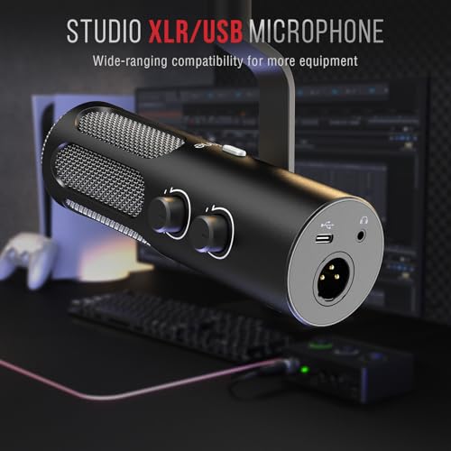 Fifine AmpliTank Tank3 XLR/USB Microphone Podcast, Studio Dynamic Microphone for Streaming, USB Recording Microphone XLR, PC Mic All Metal with Mute Button, Headphone Jack, for Vocal Voice Over - Image 2