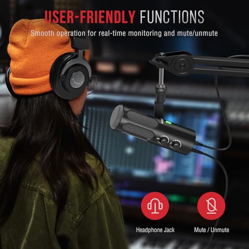 Fifine AmpliTank Tank3 XLR/USB Microphone Podcast, Studio Dynamic Microphone for Streaming, USB Recording Microphone XLR, PC Mic All Metal with Mute Button, Headphone Jack, for Vocal Voice Over - Image 5