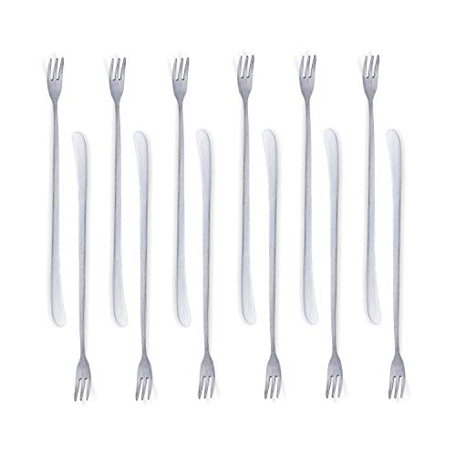 JSEVEN [JSeven] Long Handle Forks, Stainless Steel Dessert Forks, Fruits, Pickles Forks, Fancy Table Forks (12 Pcs) - Image 1