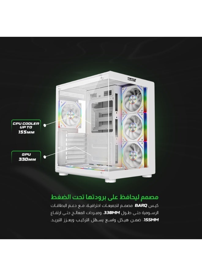 ماجيستي صندوق كمبيوتر ماجيستي ميد تاور برق - مزود بـ 6 مراوح ARGB اينفنتي 120 ملم مثبتة مسبقاً لتدفق هواء فعال مع ريموت - دعم لوحات ATX - منافذ 2x USB - أبيض - Image 3