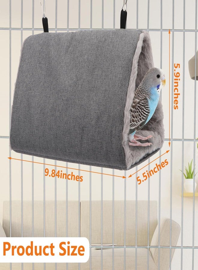 Litewoo Winter Warm Bird Nest House Hanging Hammock Shed Hut Cotton Parrot Sleeping Bed Plush Double Access Birds Hut Hideaway Tent for Parrot Parakeet Cockatiel Cockatoo Budgie Lovebirds (M/Grey) - Image 2