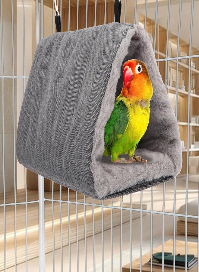 Litewoo Winter Warm Bird Nest House Hanging Hammock Shed Hut Cotton Parrot Sleeping Bed Plush Double Access Birds Hut Hideaway Tent for Parrot Parakeet Cockatiel Cockatoo Budgie Lovebirds (M/Grey) - Image 5