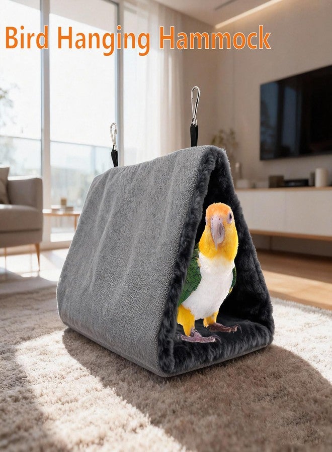 Litewoo Winter Warm Bird Nest House Hanging Hammock Shed Hut Cotton Parrot Sleeping Bed Plush Double Access Birds Hut Hideaway Tent for Parrot Parakeet Cockatiel Cockatoo Budgie Lovebirds (M/Grey) - Image 4