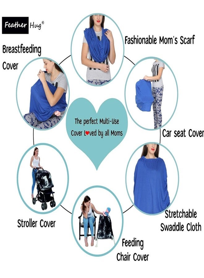Feather Hug غطاء رضاعة فاخر من فيذر هاغ 360 درجة - مئزر رضاعة للأم، غطاء رضاعة مطاطي للأم، غطاء رضاعة غير شفاف للأم (أزرق)، عبوة من قطعة واحدة - Image 2