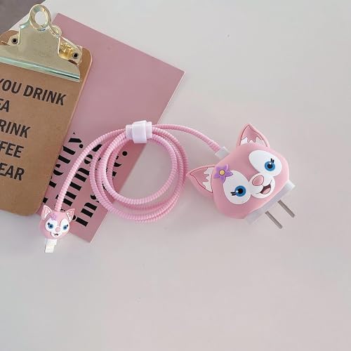 Meyaar Silicone Case for Samsung 25W Single Port USB Type-C Fast Charger - Protective Cover With Wire Saver for Power Adapter (Charger Not Included) (Pink Kitty) - Image 3