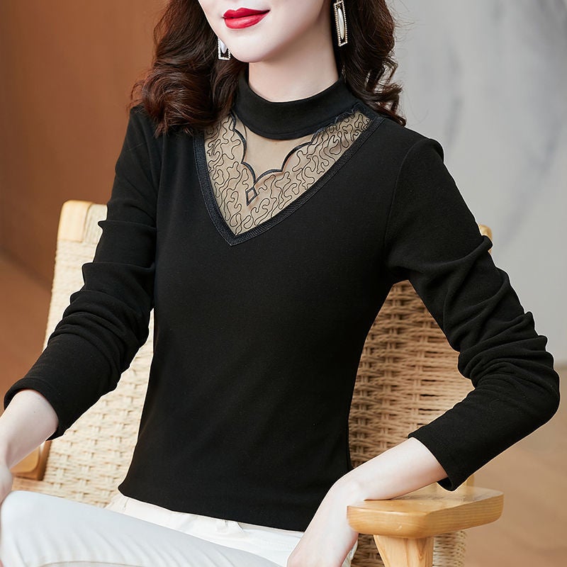 De Rong Long-Sleeved T-Shirt, Style, Stylish Middle-Aged Mother'S Spring Outfit, Base Shirt Top T - Image 4