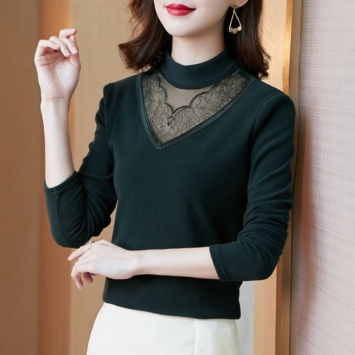 De Rong Long-Sleeved T-Shirt, Style, Stylish Middle-Aged Mother'S Spring Outfit, Base Shirt Top T - Image 1