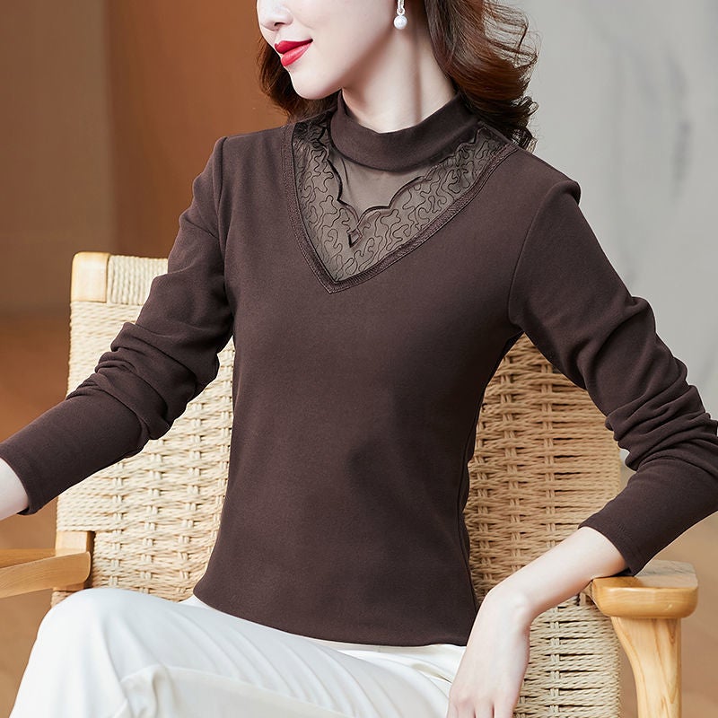 De Rong Long-Sleeved T-Shirt, Style, Stylish Middle-Aged Mother'S Spring Outfit, Base Shirt Top T - Image 3