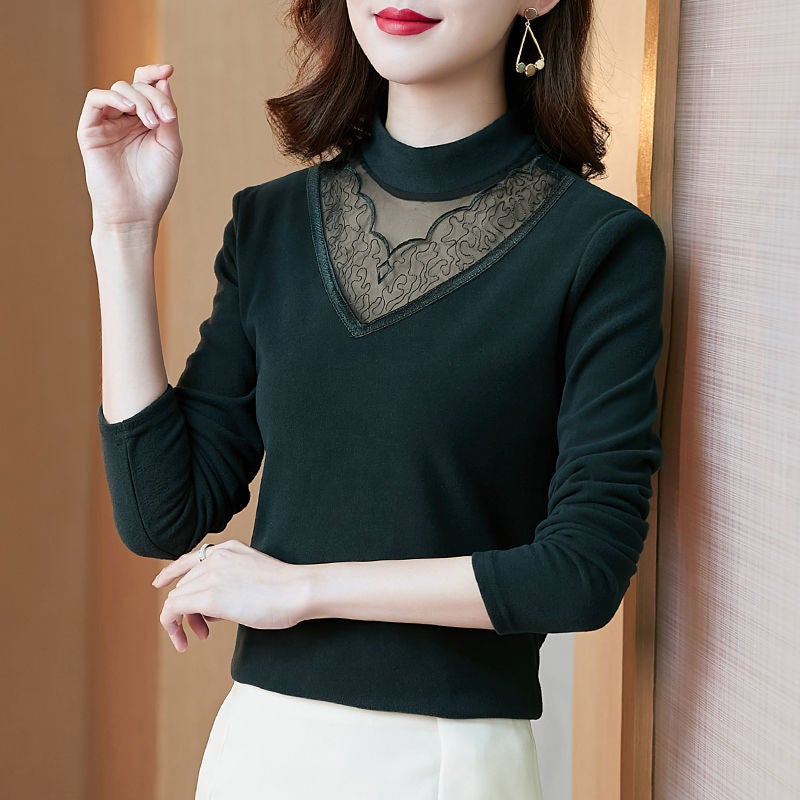 De Rong Long-Sleeved T-Shirt, Style, Stylish Middle-Aged Mother'S Spring Outfit, Base Shirt Top T - Image 2