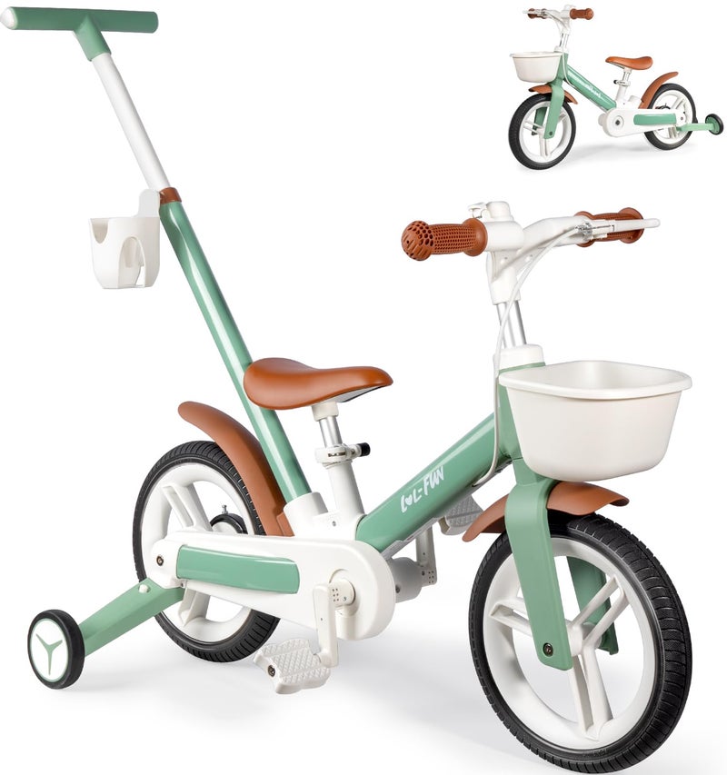 LOL-FUN Toddler Bike with Training Wheels for Kids 1-3, 6 in 1 Balance Bike for Toddlers 2-4 with Pedals, Brake & Baskets, 12" Baby Push Tricycle for 2 3 4 5 Year Old Boy Girl Toy & Gift - Image 1