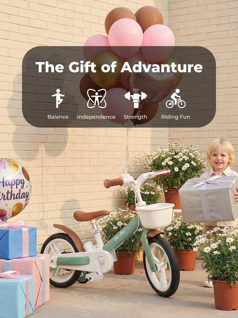 LOL-FUN Toddler Bike with Training Wheels for Kids 1-3, 6 in 1 Balance Bike for Toddlers 2-4 with Pedals, Brake & Baskets, 12" Baby Push Tricycle for 2 3 4 5 Year Old Boy Girl Toy & Gift - Image 5
