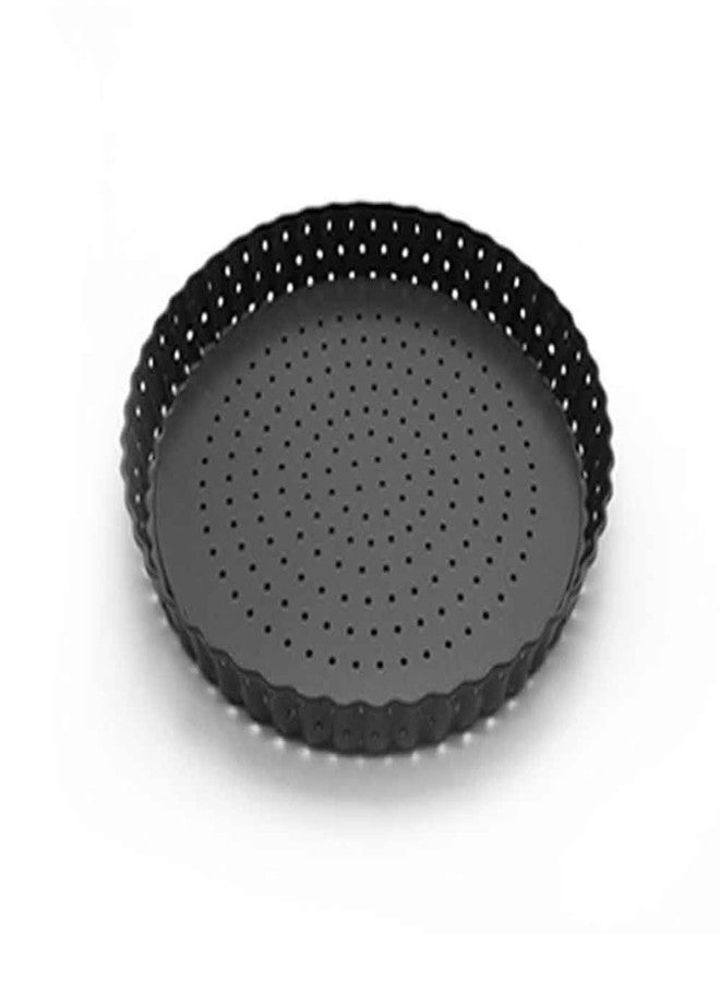 Ragyzity 8 inch Quiche Pan, Tart Pan, Thick Carbon Steel Round Fluted Tart Tin Flan Dish Removable Loose Bottom, Fruit Cake Mould Pie Tray Bakeware for Pizza, Pie, Flans - Image 1