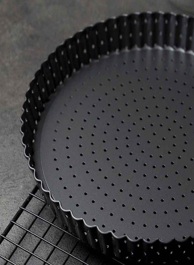 Ragyzity 8 inch Quiche Pan, Tart Pan, Thick Carbon Steel Round Fluted Tart Tin Flan Dish Removable Loose Bottom, Fruit Cake Mould Pie Tray Bakeware for Pizza, Pie, Flans - Image 2