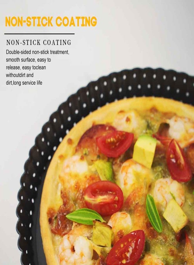 Ragyzity 8 inch Quiche Pan, Tart Pan, Thick Carbon Steel Round Fluted Tart Tin Flan Dish Removable Loose Bottom, Fruit Cake Mould Pie Tray Bakeware for Pizza, Pie, Flans - Image 5