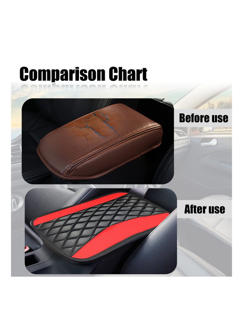 Car Center Console Cushion Pad, Universal Waterproof PU Leather Car Armrest Seat Box Cover Protector, Suitable for Most Vehicles, Trucks Auto Interior Accessories (7.5x12.6 inch, Red) - Image 4