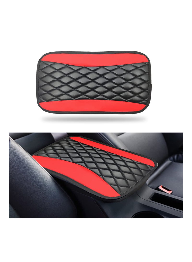 Car Center Console Cushion Pad, Universal Waterproof PU Leather Car Armrest Seat Box Cover Protector, Suitable for Most Vehicles, Trucks Auto Interior Accessories (7.5x12.6 inch, Red) - Image 1