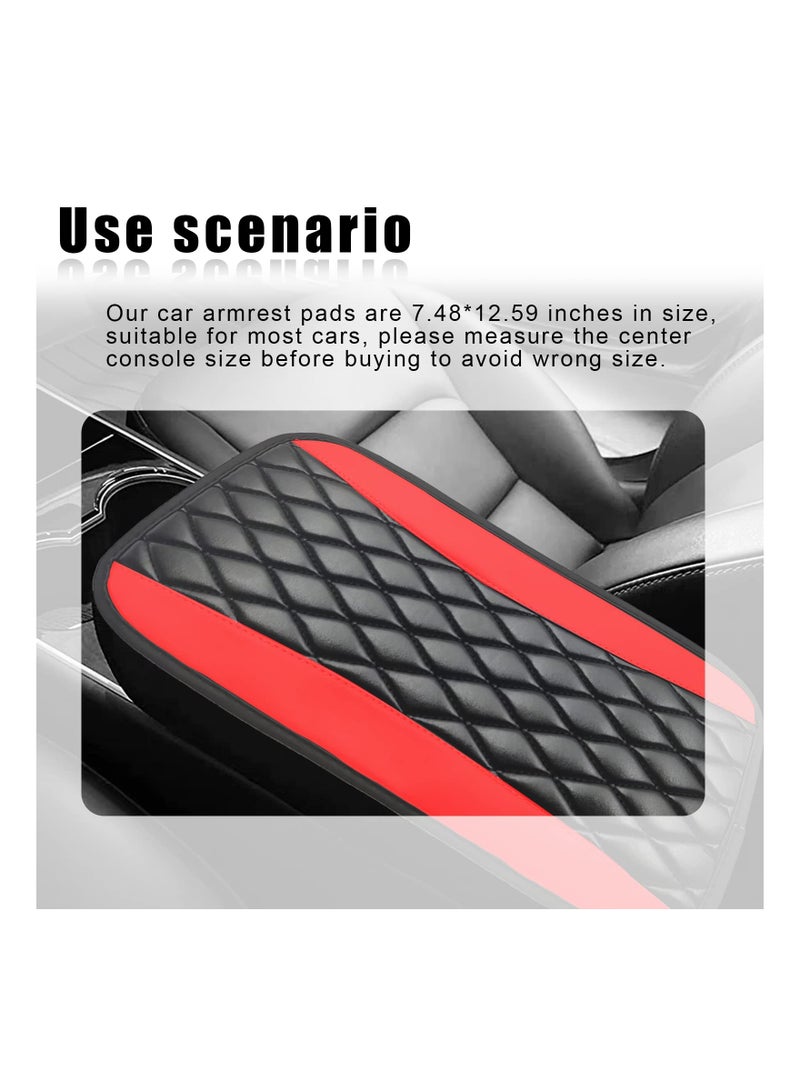 Car Center Console Cushion Pad, Universal Waterproof PU Leather Car Armrest Seat Box Cover Protector, Suitable for Most Vehicles, Trucks Auto Interior Accessories (7.5x12.6 inch, Red) - Image 5