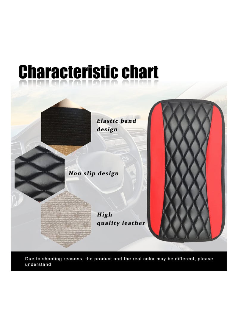 Car Center Console Cushion Pad, Universal Waterproof PU Leather Car Armrest Seat Box Cover Protector, Suitable for Most Vehicles, Trucks Auto Interior Accessories (7.5x12.6 inch, Red) - Image 3