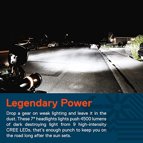 ONLINE LED STORE TRUE MODS 7" LED Headlight for Harley Davidson + Mounting Bracket [Chrome-Finish] [HALO DRL] [4500 Lumen] [H4 Converter Plug n Play] Touring Dyna Electra Glide Road King Softail Fatboy Road Street - Image 3