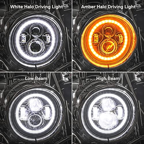 ONLINE LED STORE TRUE MODS 7" LED Headlight for Harley Davidson + Mounting Bracket [Chrome-Finish] [HALO DRL] [4500 Lumen] [H4 Converter Plug n Play] Touring Dyna Electra Glide Road King Softail Fatboy Road Street - Image 5