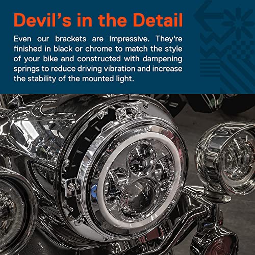ONLINE LED STORE TRUE MODS 7" LED Headlight for Harley Davidson + Mounting Bracket [Chrome-Finish] [HALO DRL] [4500 Lumen] [H4 Converter Plug n Play] Touring Dyna Electra Glide Road King Softail Fatboy Road Street - Image 4