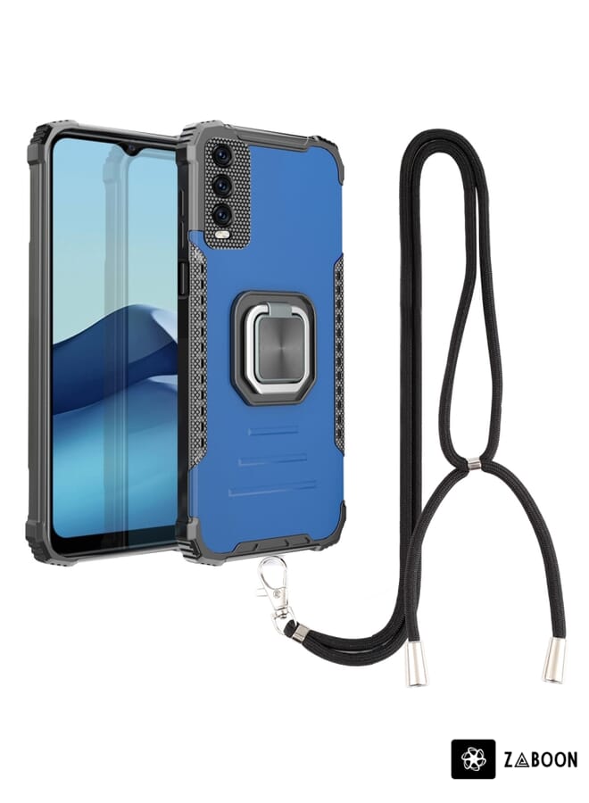 Zaboon حافظة واقية لهاتف vivo Y20 / Y20i / Y20s / Y12a / Y12s من سبائك الألمنيوم + TPU مع حبل - Image 1