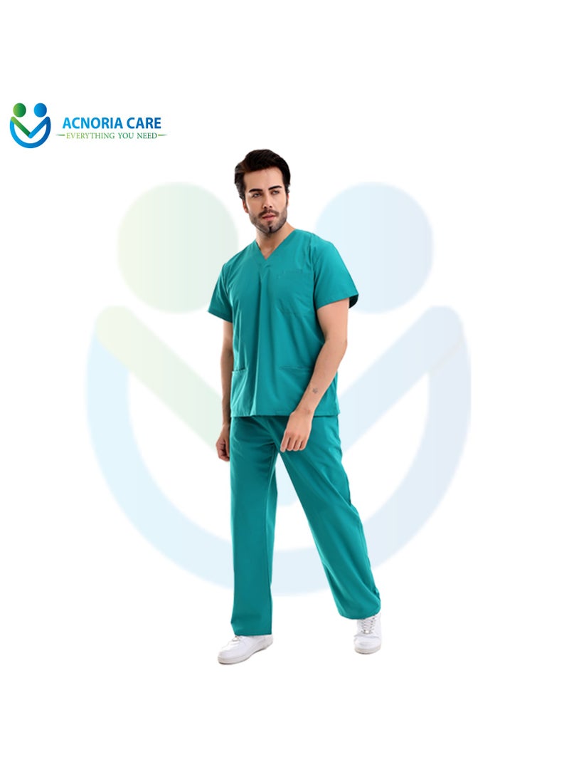 ACNORIA CARE Men's Medical Scrubs Consisting Of Two Pieces A Blouse And Pants, 35% Cotton 65% Polyester Turquoise Green Color - Size M - From Acnoria Care - Image 3