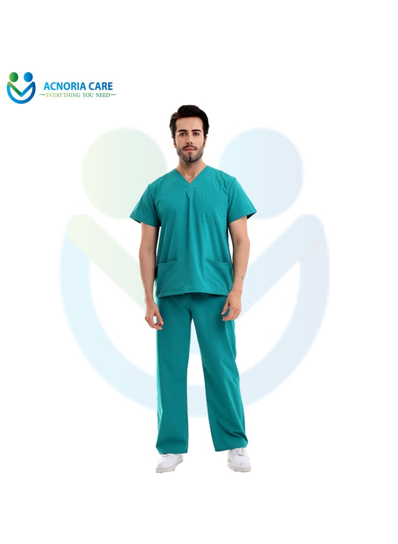 ACNORIA CARE Men's Medical Scrubs Consisting Of Two Pieces A Blouse And Pants, 35% Cotton 65% Polyester Turquoise Green Color - Size M - From Acnoria Care - Image 4