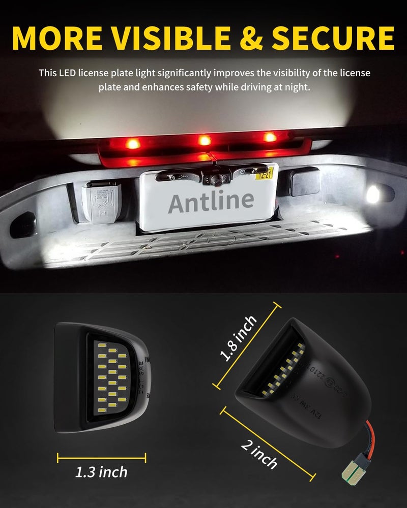 Antline Full LED License Plate Light Tag Lamp Assembly Replacement for Chevy Silverado 1500 2500 3500 Suburban Tahoe GMC Sierra Yukon XL Escalade, 6000K White (Pack of 4) - Image 5