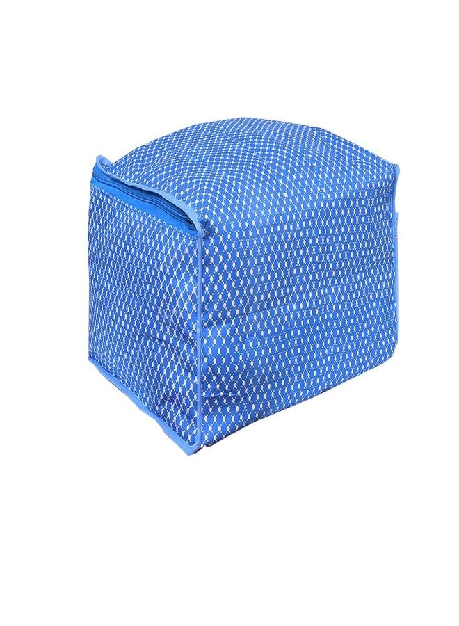 ABBASI Saree Cover Storage Bag Big for Clothes with Zip Organizer for Wardrobe, Large Design Boxes (Blue, Pack of 4) - Image 3