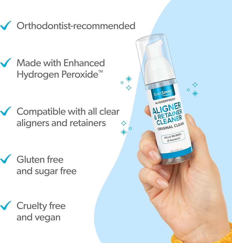 EverSmile WhiteFoam Clear Retainer Cleaner- Works On Invisalign, Dentures, ClearCorrect, Essix, Vivera and Hawley Trays or Aligners. Safely Cleans, Kills Bacteria, Whitens Teeth & Fights Bad Breath (1) - Image 3