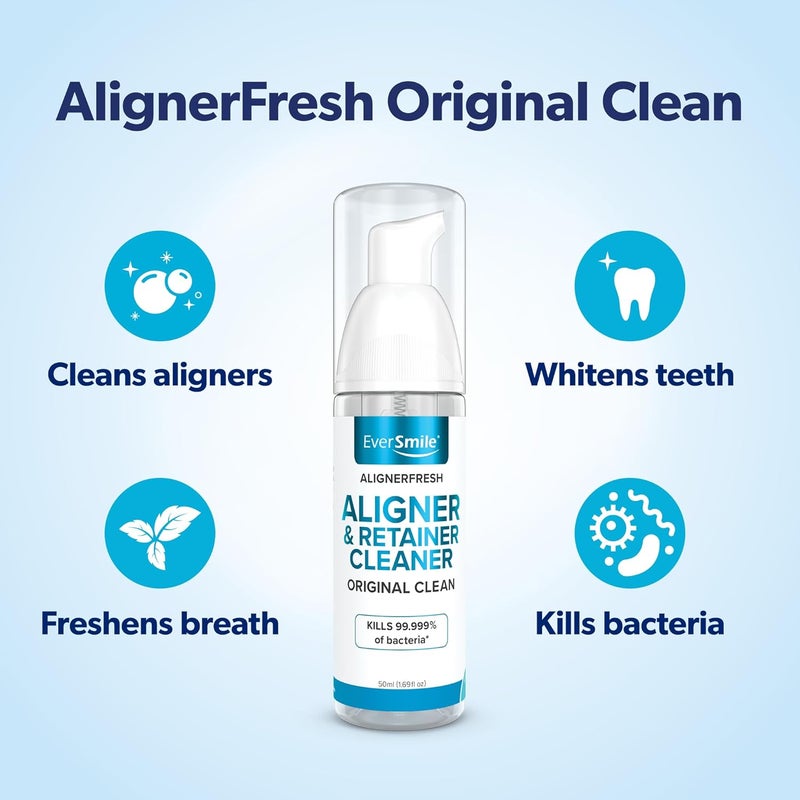EverSmile WhiteFoam Clear Retainer Cleaner- Works On Invisalign, Dentures, ClearCorrect, Essix, Vivera and Hawley Trays or Aligners. Safely Cleans, Kills Bacteria, Whitens Teeth & Fights Bad Breath (1) - Image 2