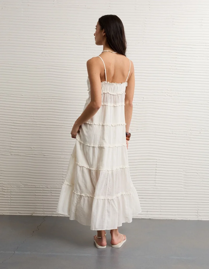 امريكان ايجل فستان ميدي بكشكش وأزرار من أمريكان إيجل