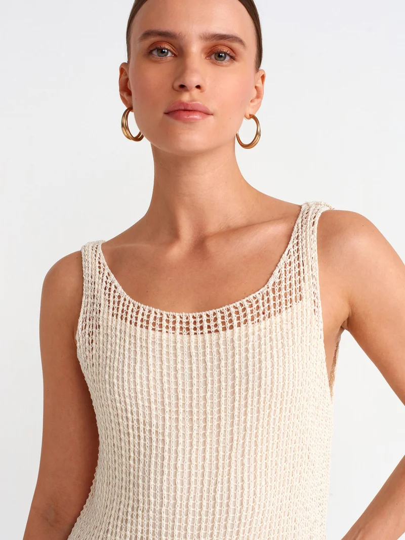 Dilvin Crochet Midi Dress