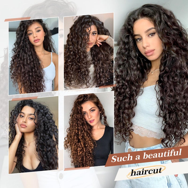 Flufymooz Clip in Hair Extensions, 4PC 100ï¼… Pure Protein Silk Hair Extensions Long Soft Natural Hairpiece 20 Inch Curly Hair Extension for Women-Black with Little Silver - Image 5
