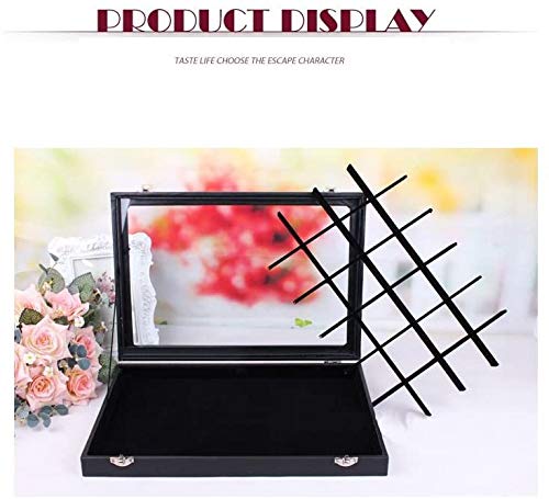 BucketList Women's Velvet Glass Ring Earrings Jewelry Box - Display Storage Showcase Holder Organizer (Big 24 Grid Jewellery Box Black) - Image 5
