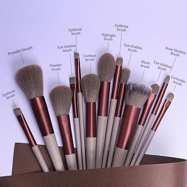 Dkriva Makeup Brushes 13 Pcs Makeup Kit Foundation Brush Eyeshadow Brush Make up Brush Set with BagMulticolour - Image 4
