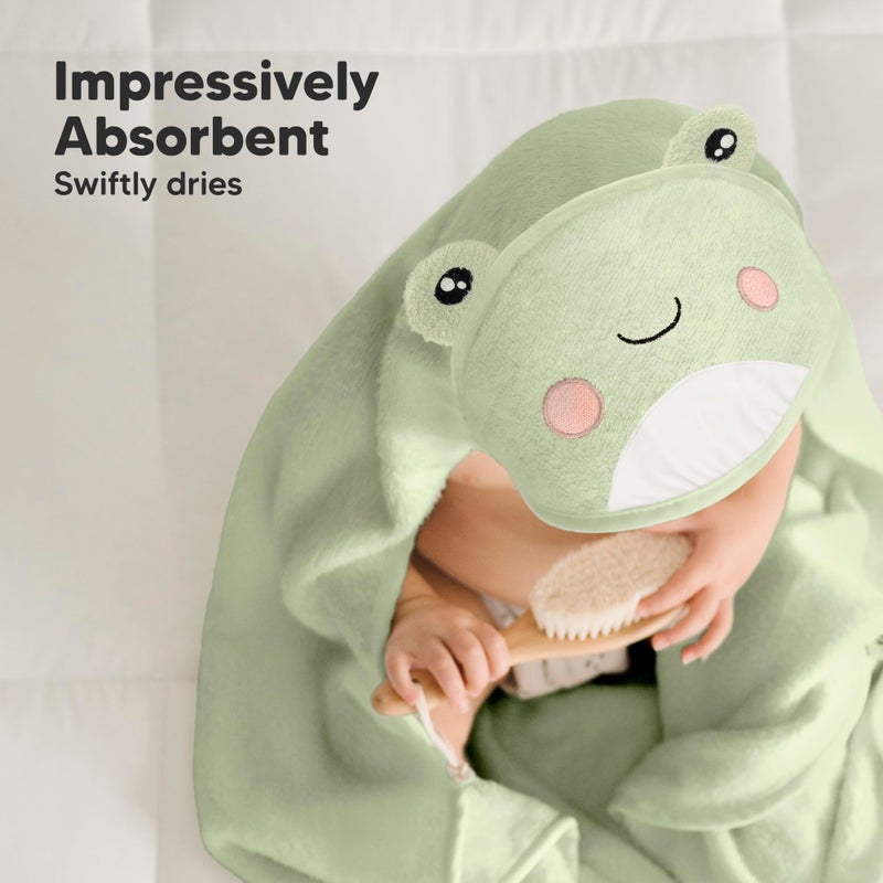 KeaBabies Hooded Baby Towel for Newborn - Viscose Derived from Bamboo Large Baby Bath Towels with Hood for Boys, Girls, Toddler, Extra Absorbent & Soft Newborn Bath Essentials (Frog, Regular) - Image 5