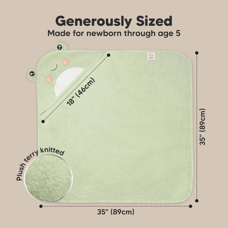 KeaBabies Hooded Baby Towel for Newborn - Viscose Derived from Bamboo Large Baby Bath Towels with Hood for Boys, Girls, Toddler, Extra Absorbent & Soft Newborn Bath Essentials (Frog, Regular) - Image 4