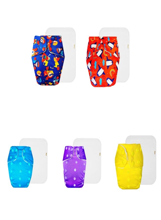 Dumbledo Premium Cloth Diaper with Cotton Insert (Pack of 5) | Soft & Gentle | Leakproof | Quick Dry | Everyday Diapering Essential | 3 Months - 3 Years | Unisex Baby - Image 1