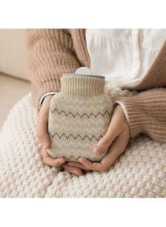 CMGTYYD Hot Water Bottle with Soft Cover, Small Lovely and Reusable Hot Water Bottles Hand Warmers Portable Removeable & Washable Knit Bottle Covers, Microwave Oven Heating Available (Grey)  - Image 2