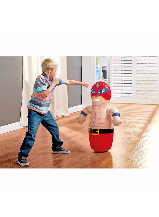 Intex Entertainment, Hit Me 3D Bop Bag Blow Up Inflatable Wrestler, Size 91X72cm - Image 4